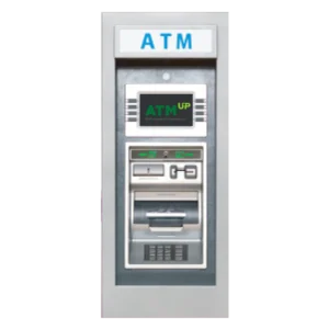 A atm machine with the word " atm " on it.